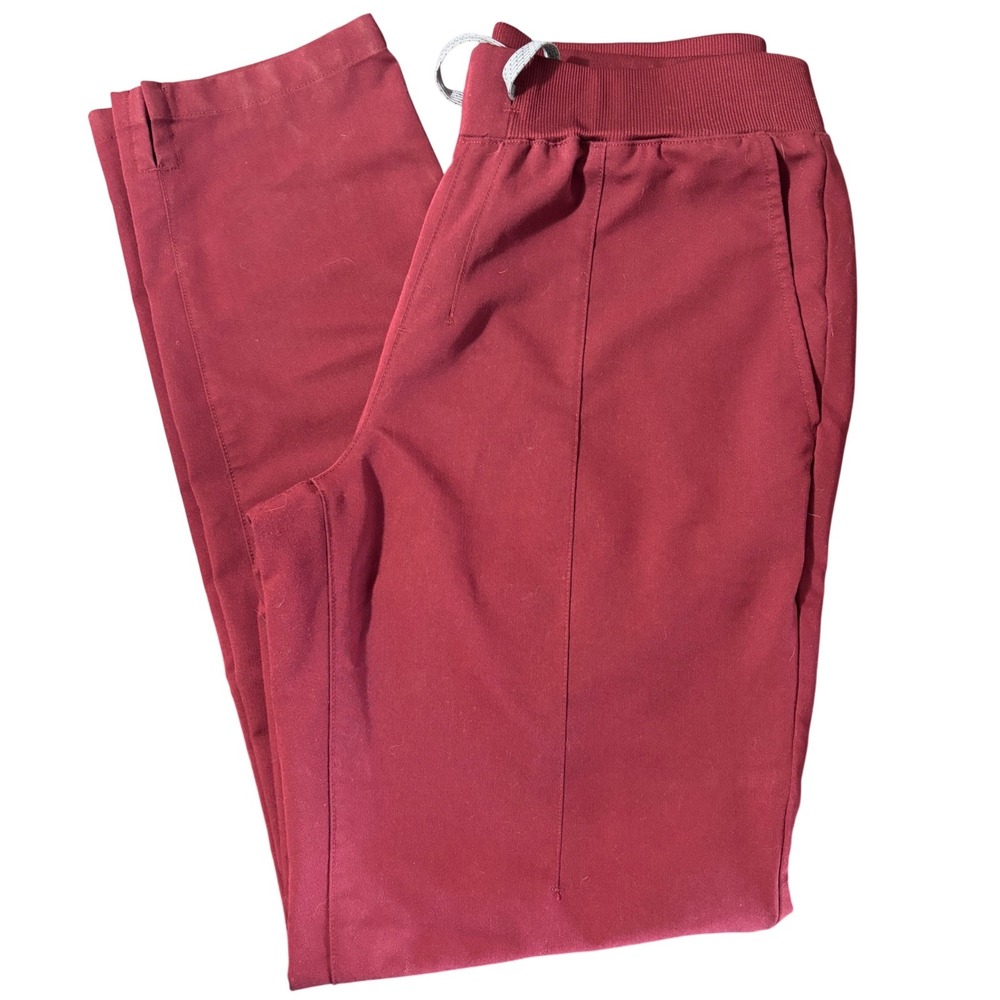 Fabletics Scrub‎ Pants Size L/T Maroon Drawstring Performance Scrubs